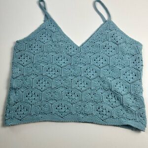 American Eagle Outfitters Teal Crochet V‑Neck Cami (b0069)